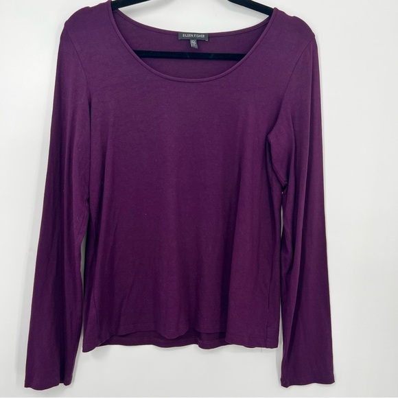 Eileen Fisher Tops - Eileen Fisher Women Rayon Lycra Purple Long Sleeve Top Shirt Small Tee Blouse S